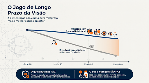 Imagem ilustrativa esplicando a importância da alimentação para a retina à longo prazo