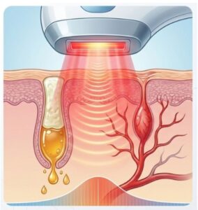 Luz pulsada sendo realizada em uma imagem ilustrativa referente a síndrome de olho seco ou a glândula de meibômio