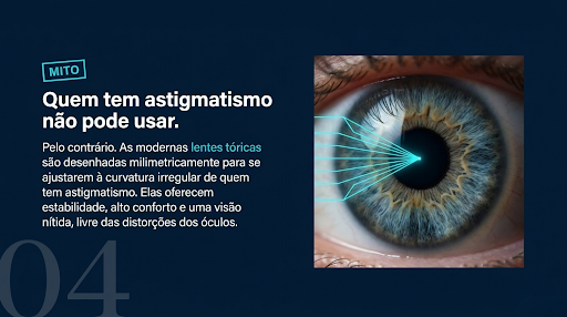 imagem ilustrativa mostrando que pessoas que tem astigmatismo podem sim usar lente de contato