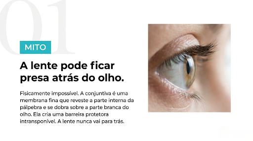 Mito sobre lente de contato ficar preso atr&aacute;s do olho