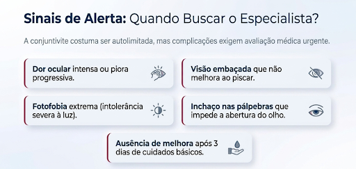 Sinais de alerta à conjuntivite mostrando quando se deve procurar um oftalmologista