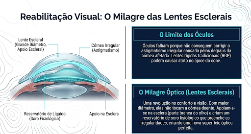 Explicação sobre as lentes esclerais, especializadas para quem tem ceratocone