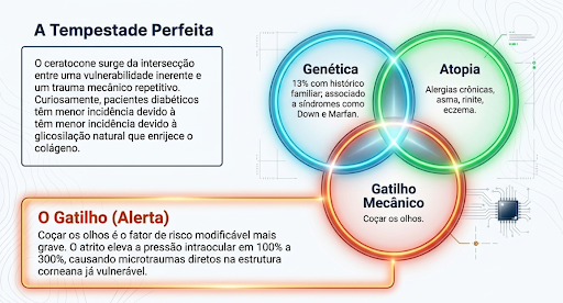 Ilustração das intersecções que tornam o ceratocone perigoso e prejudicial