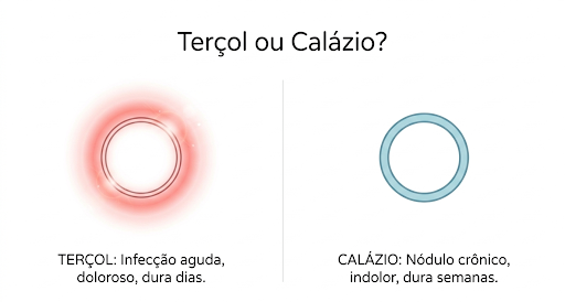 Imagem ajudando a diferenciar o Terçol do Calázio